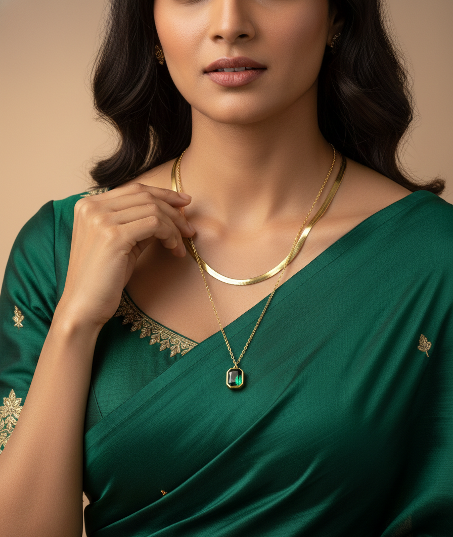Emerald Royale Layered Gold Necklace