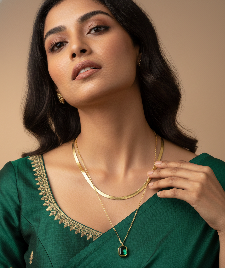 Emerald Royale Layered Gold Necklace