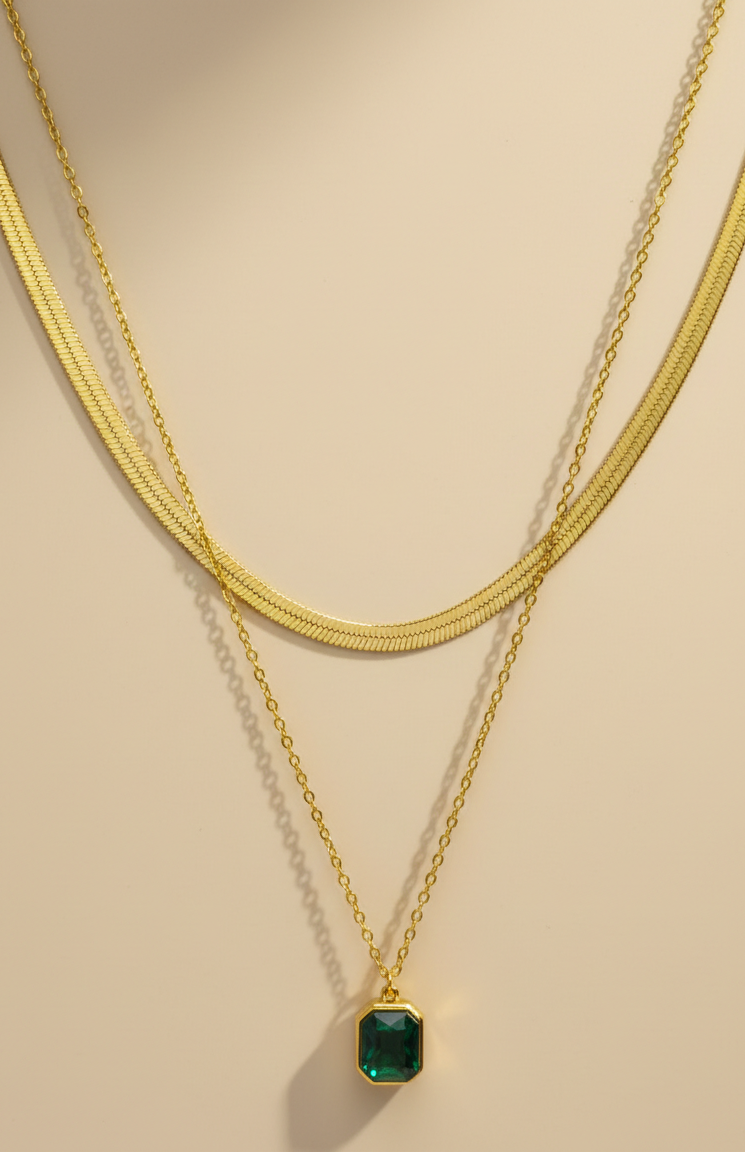Emerald Royale Layered Gold Necklace