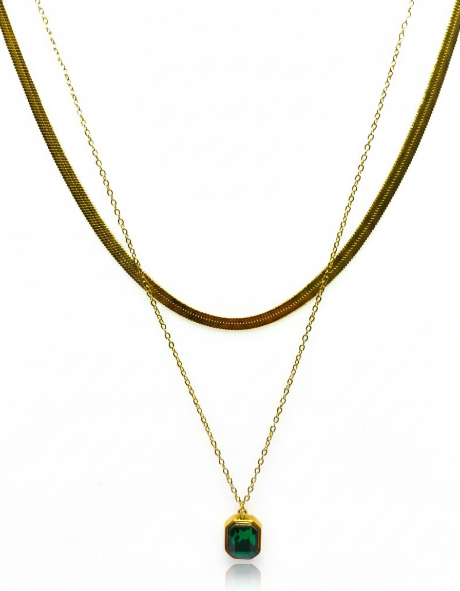 Emerald Royale Layered Gold Necklace