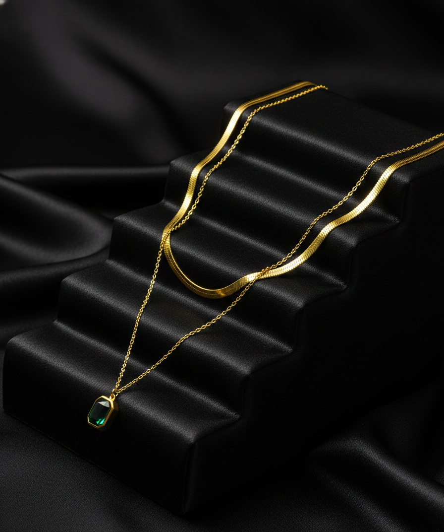 Emerald Royale Layered Gold Necklace