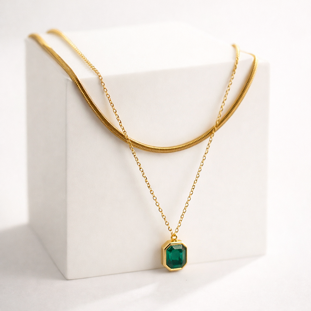 Emerald Royale Layered Gold Necklace