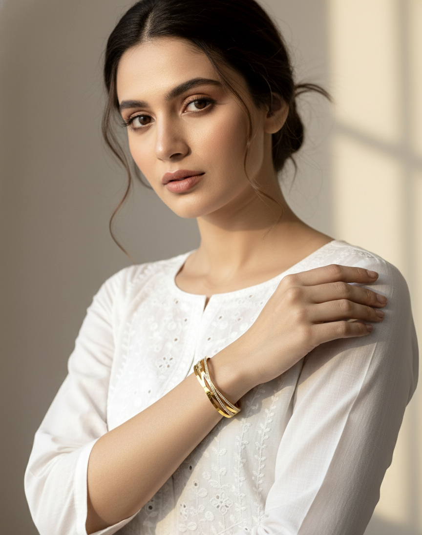 Seraphine Wave Diamond Gold Bracelet