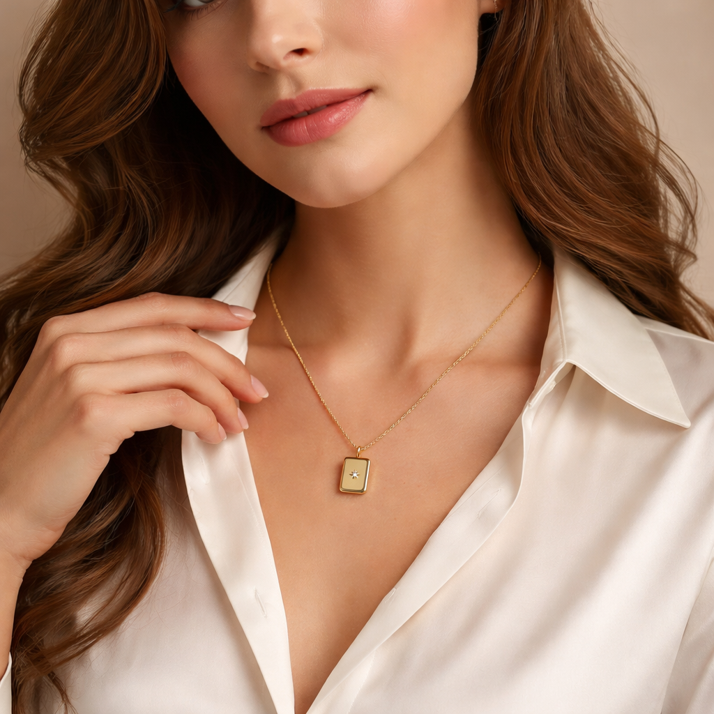 Gold Bar Pendant Necklace