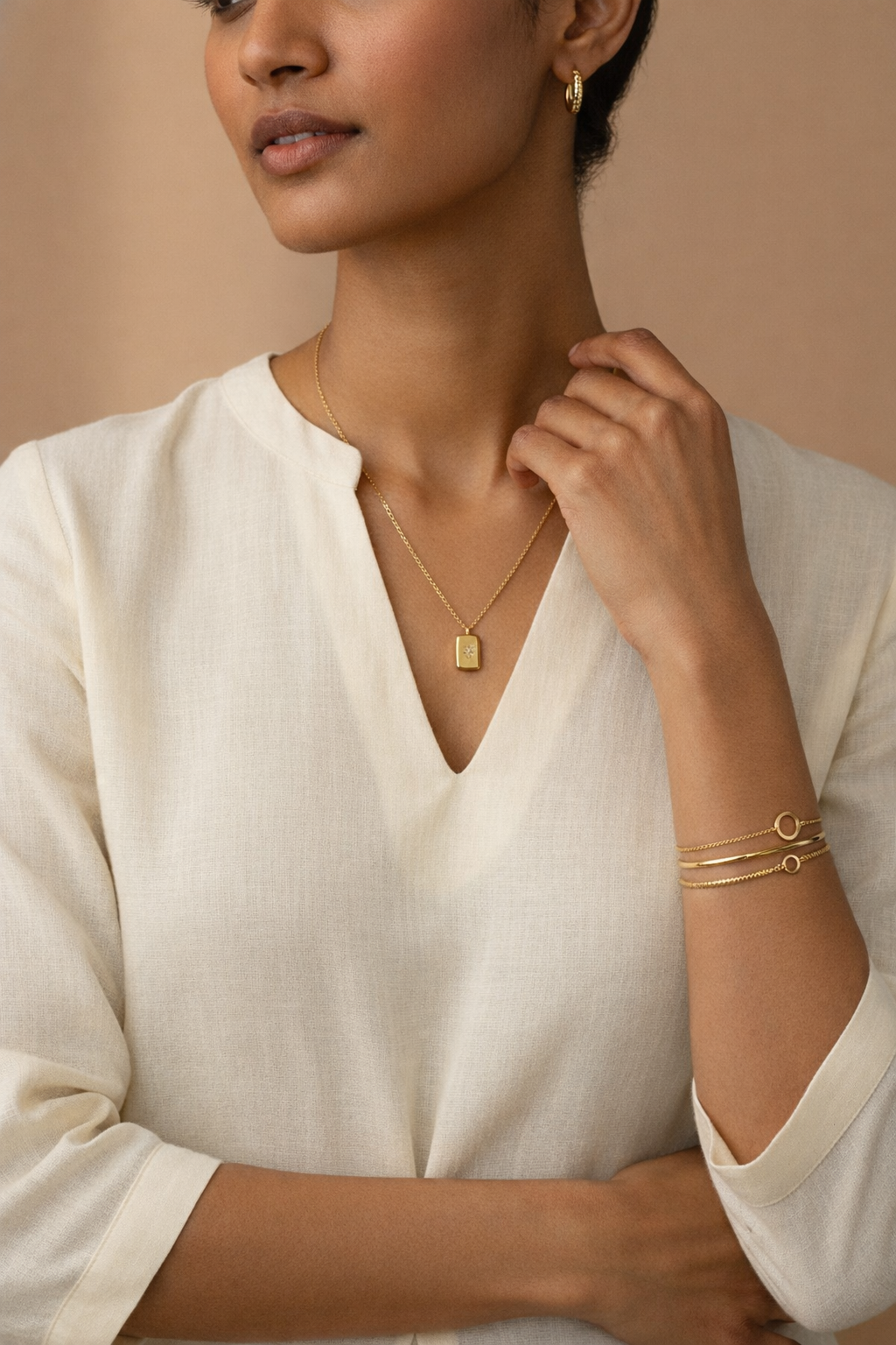 Gold Bar Pendant Necklace