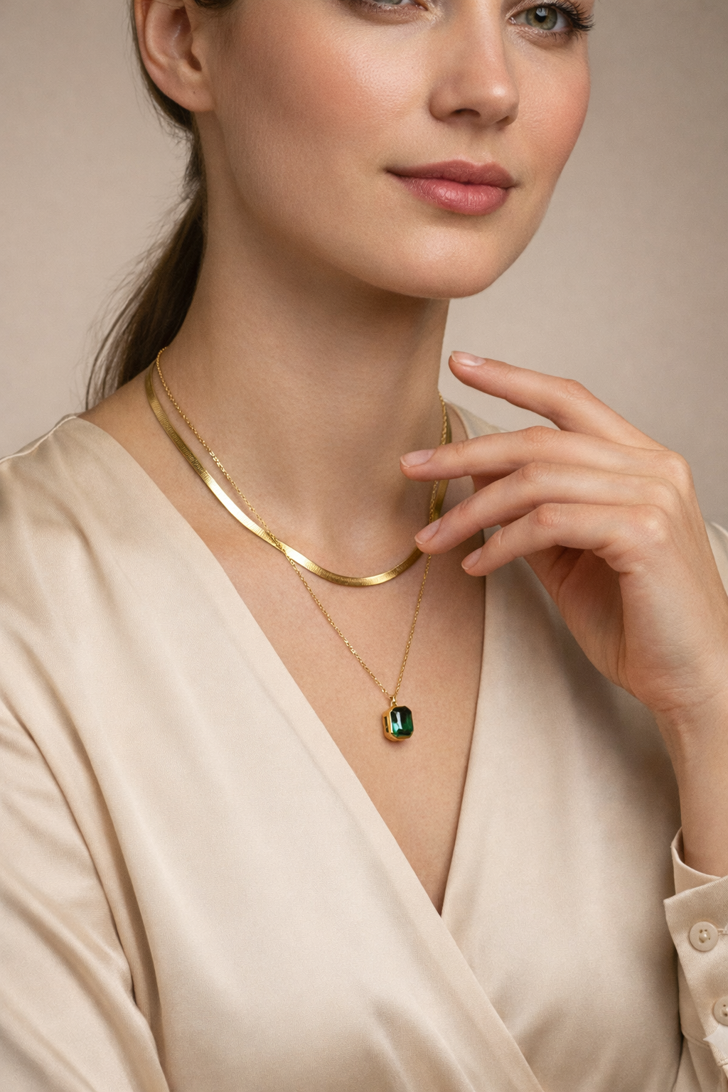 Emerald Royale Layered Gold Necklace