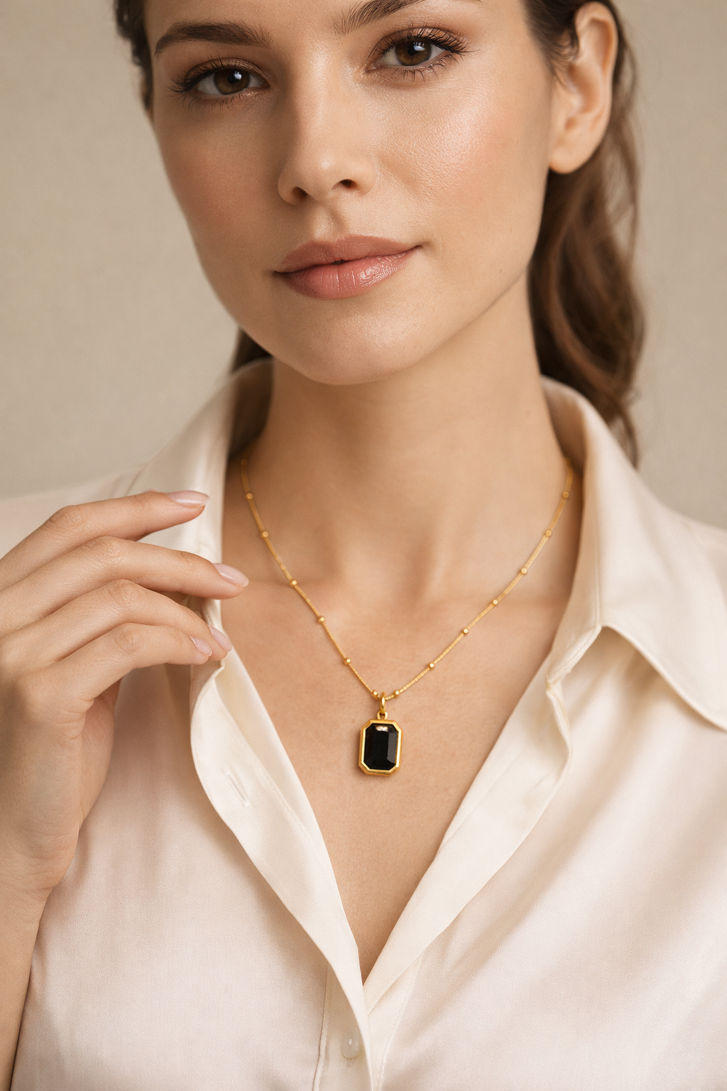Noir Royale Gold Pendant Necklace