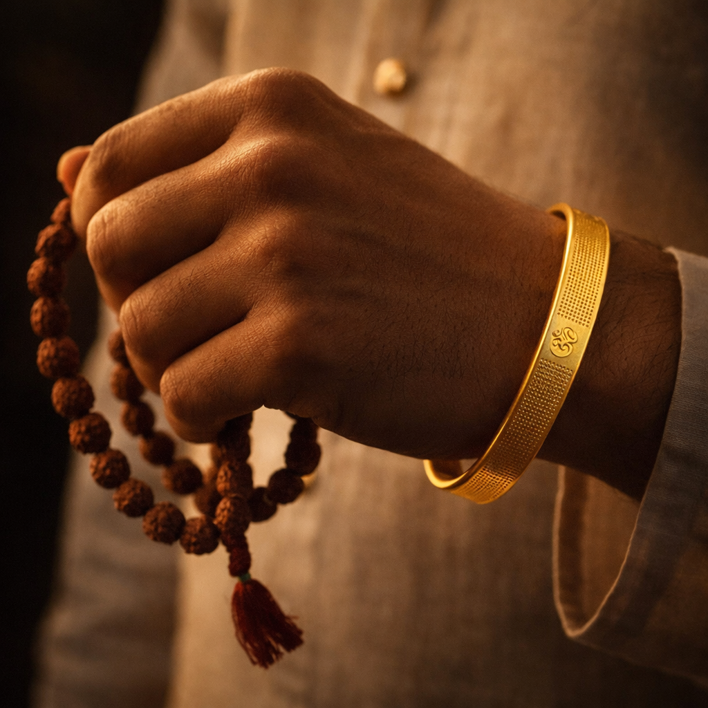 Divine Aura Om Gold Kada