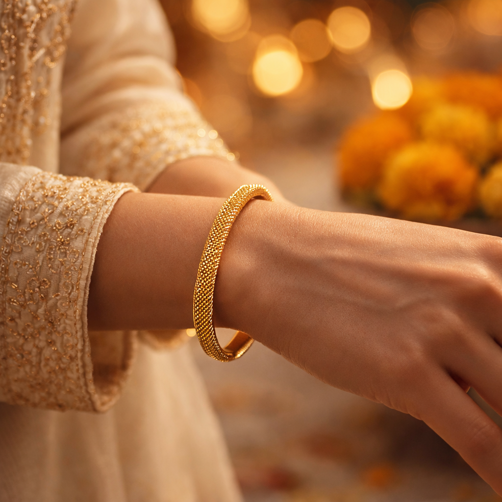 Velora Mesh Luxe Gold Cuff Bracelet