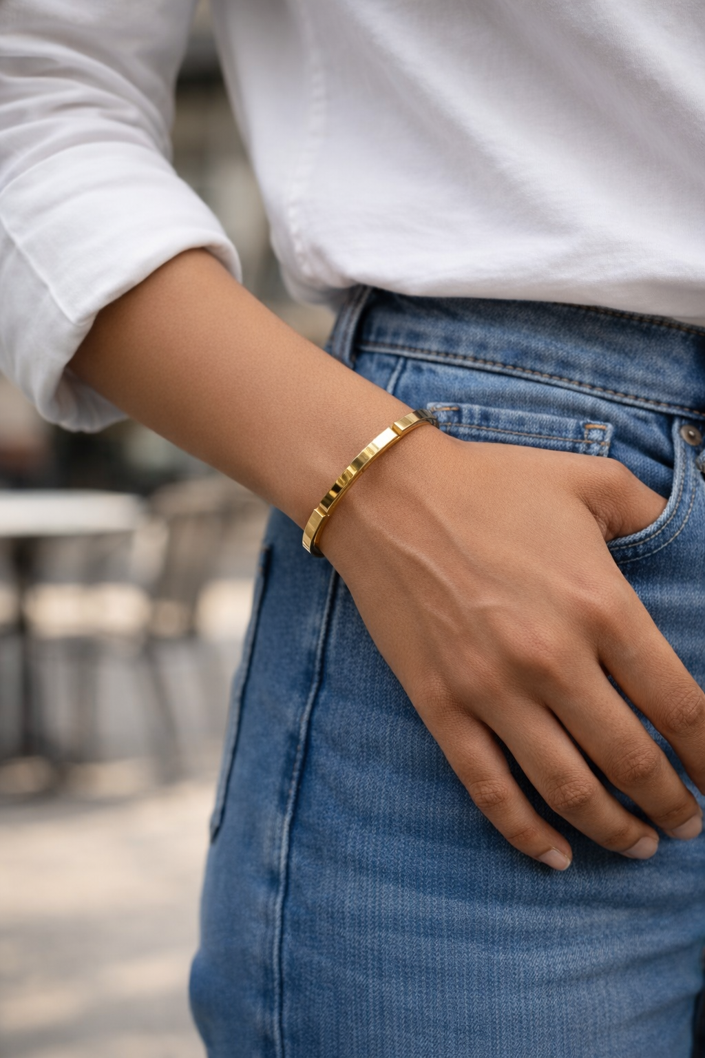 Architectural Arc Gold Cuff Bracelet