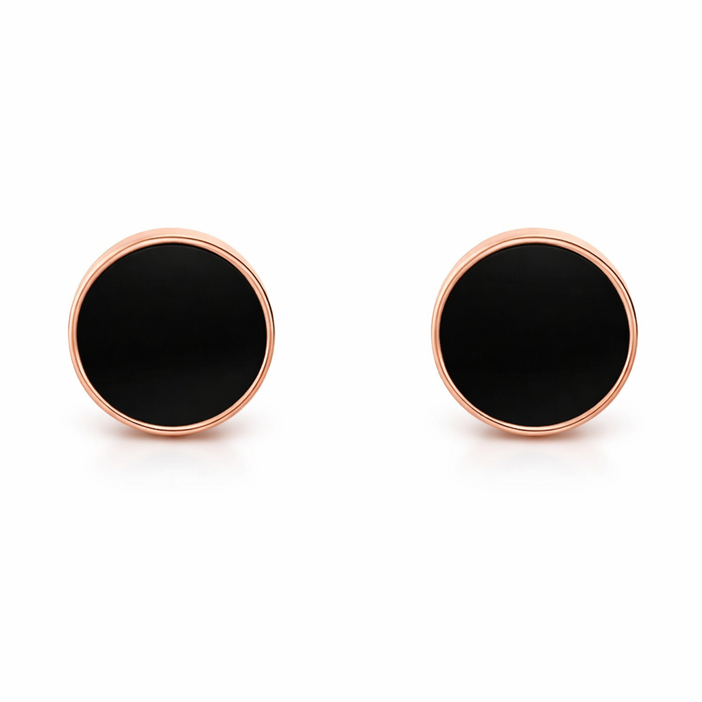 Noir Eclipse Rose Gold Stud Earrings