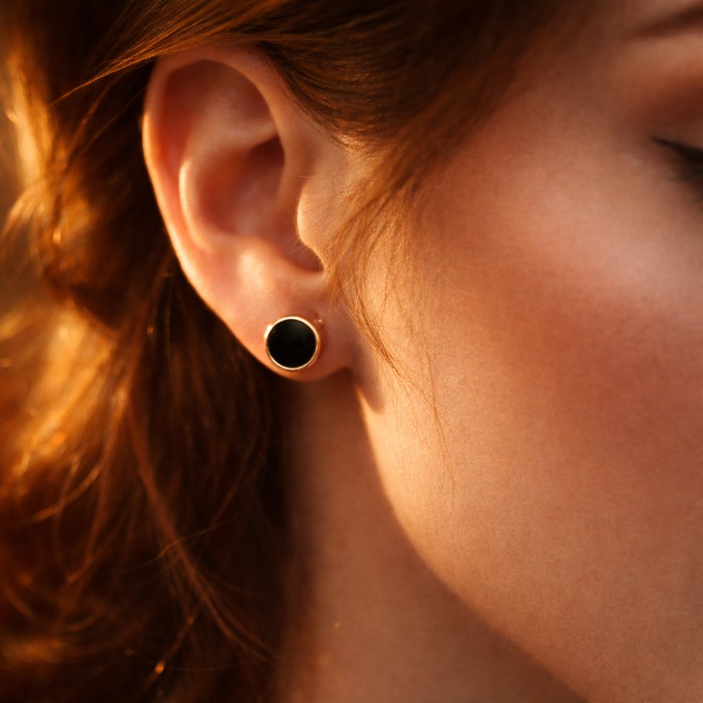 Noir Eclipse Rose Gold Stud Earrings