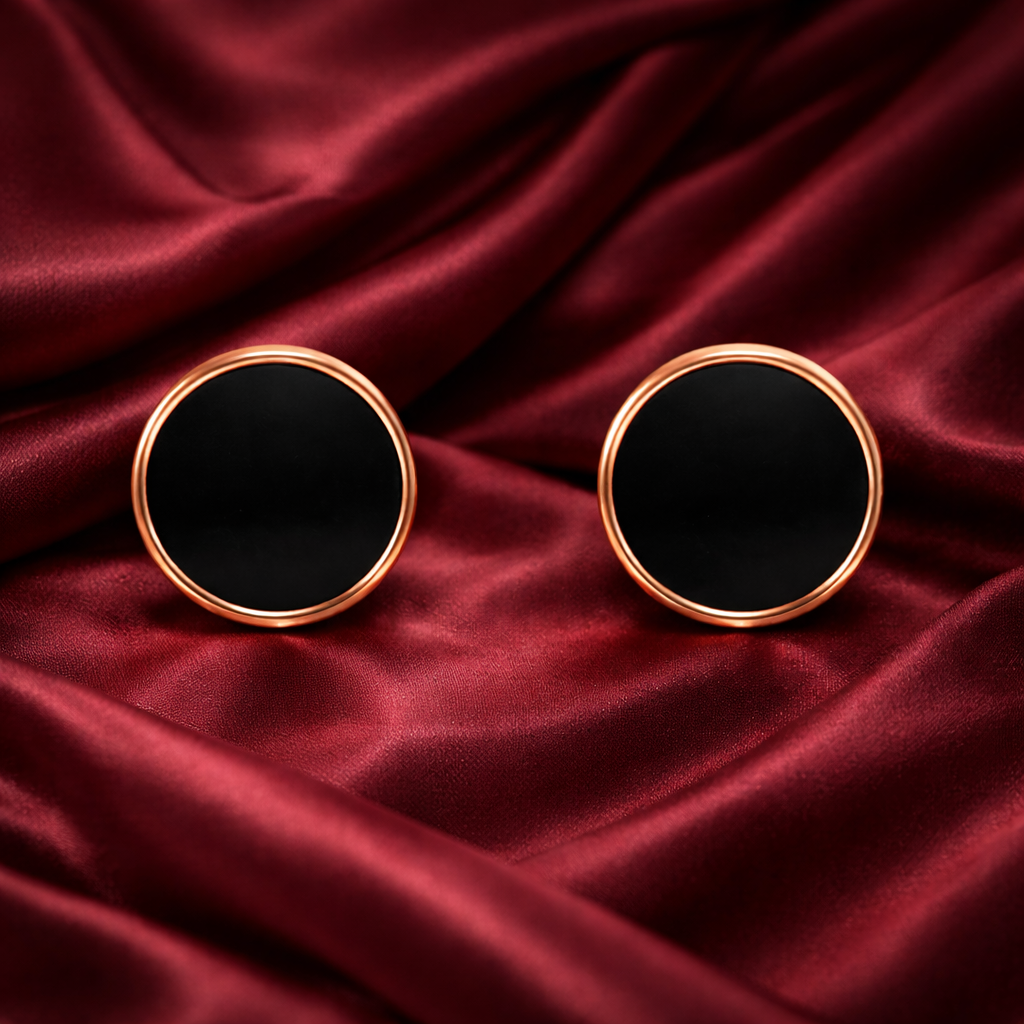Noir Eclipse Rose Gold Stud Earrings