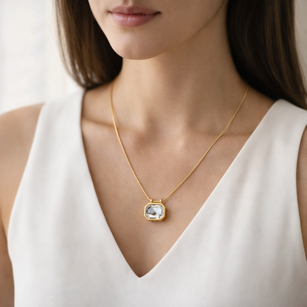 Veloura Crystal Frame Necklace