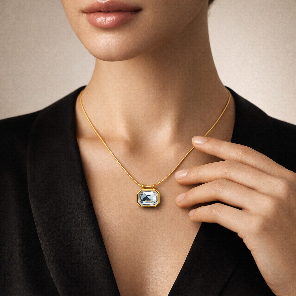 Veloura Crystal Frame Necklace