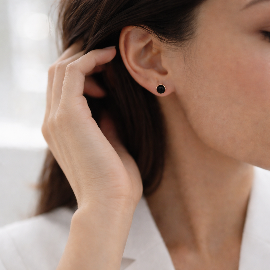 Noir Eclipse Rose Gold Stud Earrings