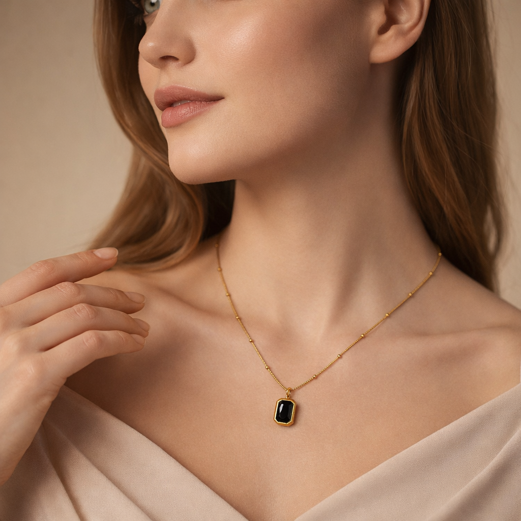 Noir Royale Gold Pendant Necklace