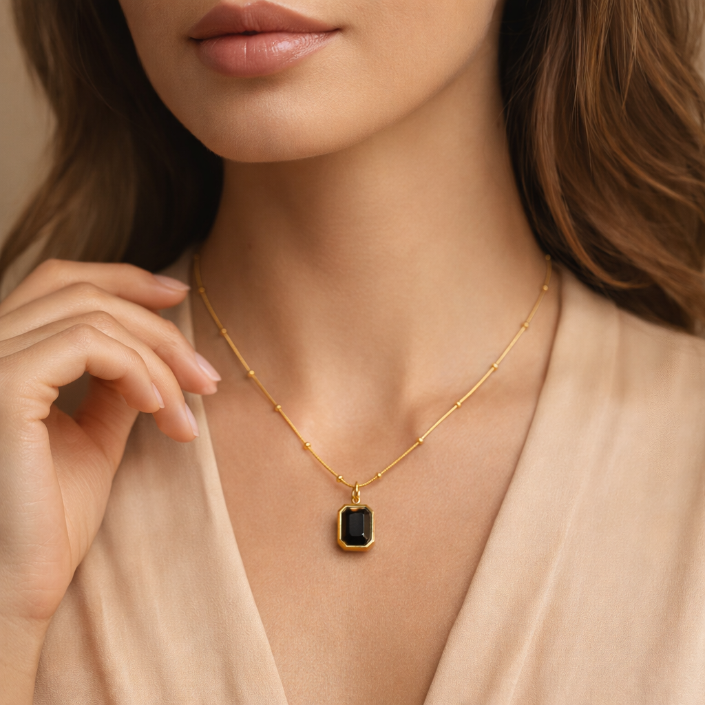 Noir Royale Gold Pendant Necklace