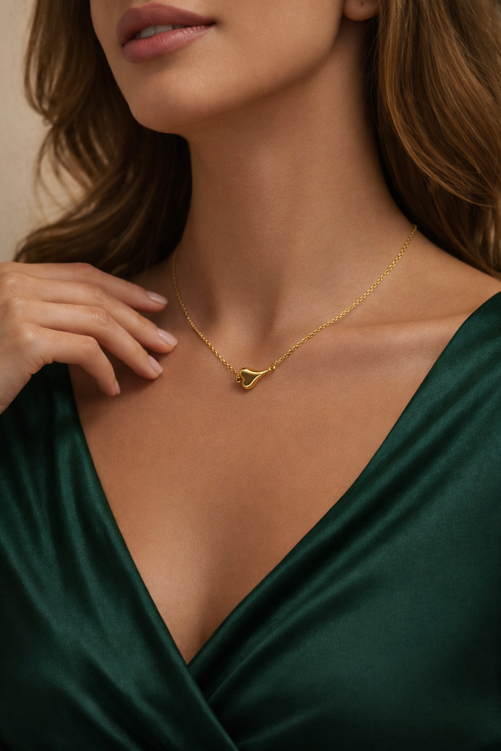 Sculpted Heart Gold Necklace