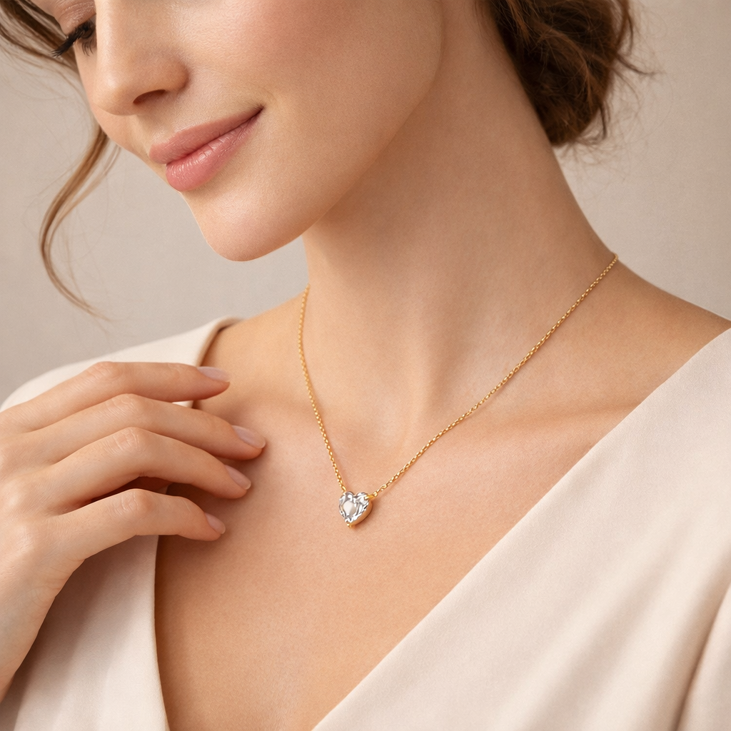 Gemstone Heart Shaped Pendant Necklace