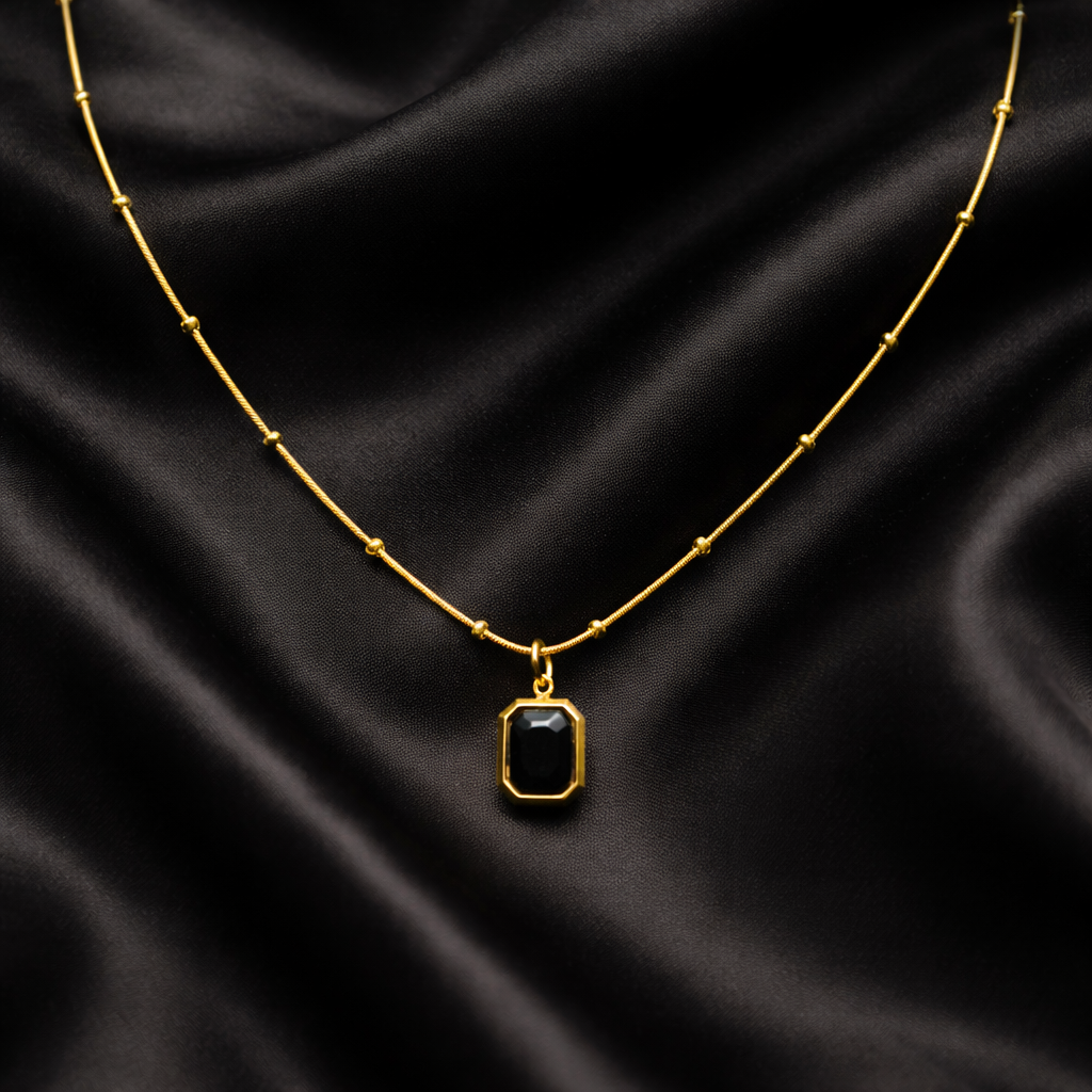 Noir Royale Gold Pendant Necklace