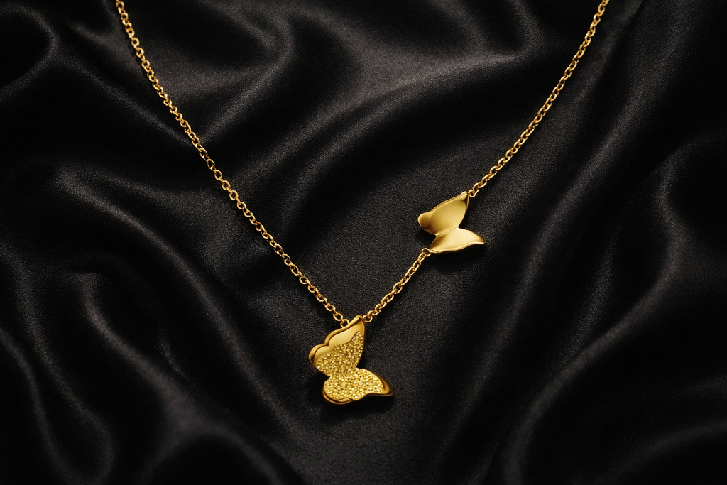 Twin Butterfly Gold Necklace