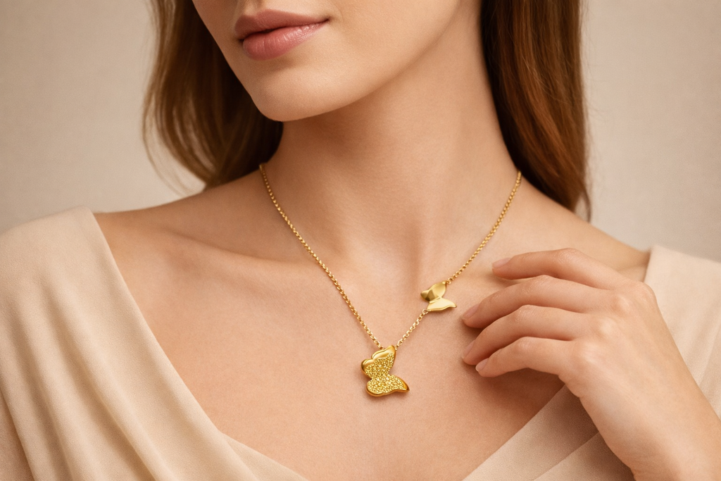 Twin Butterfly Gold Necklace